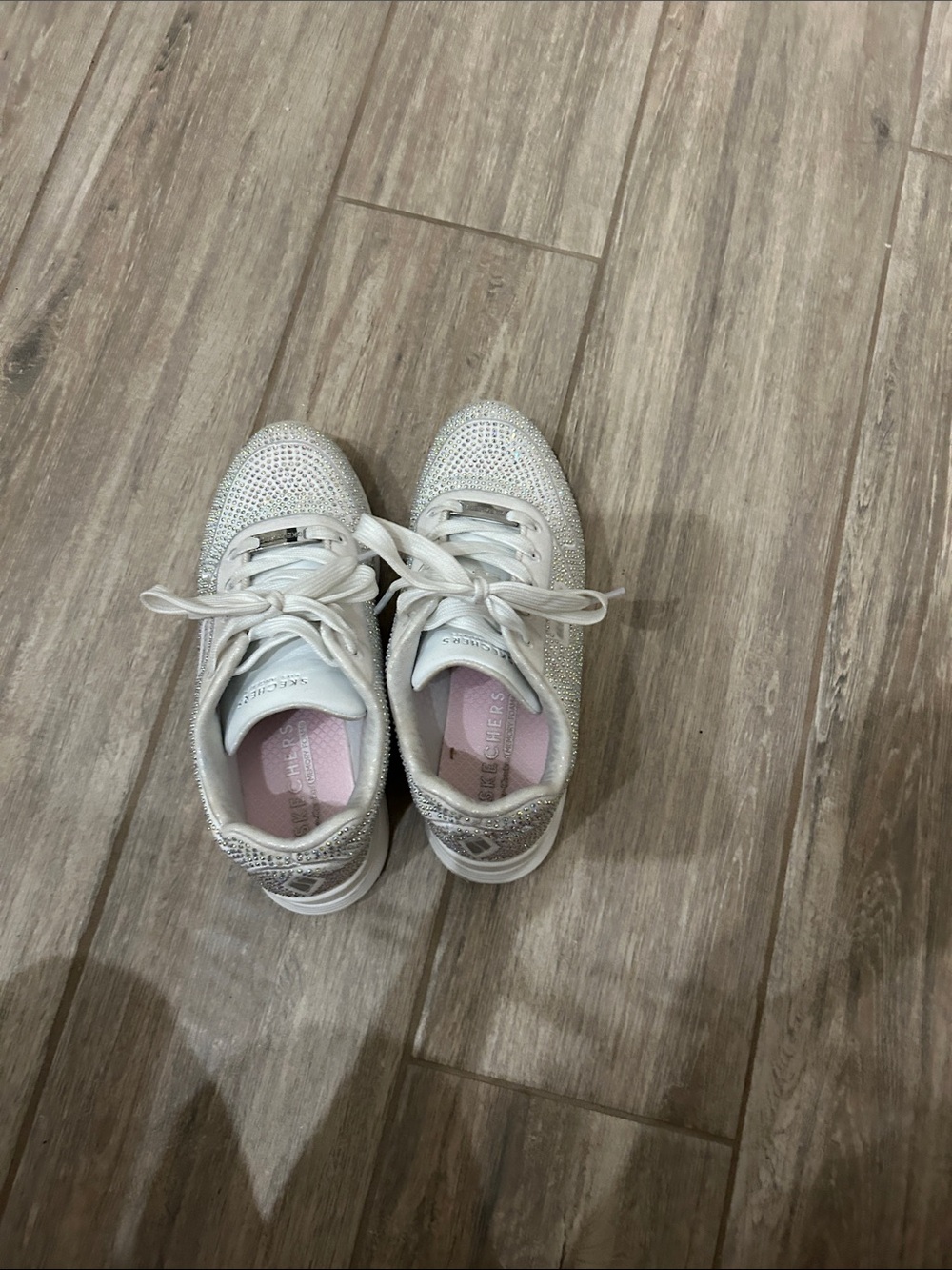 Skechers Kids White Iridescent Rhinestone Sneakers - Picture 4 of 4